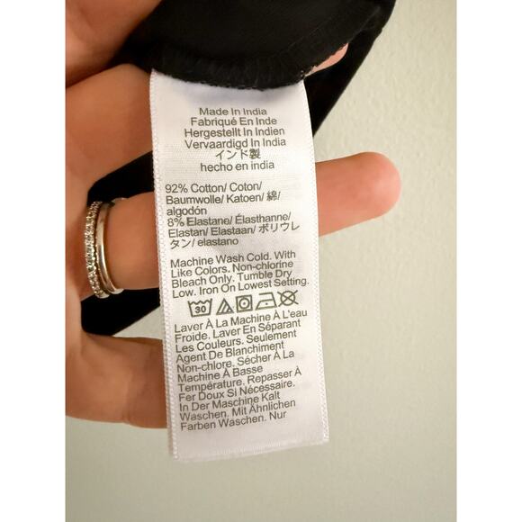 J.Crew Factory | NWT Cap-sleeve stretch cotton-blend squareneck top Black  Sz XS - Picture 7 of 9